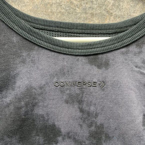 Converse Shirt Women XXL Ladies Black Casual Tee Outdoors Fleece Cotton Crop - Picture 2 of 12